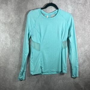Lole Athletic Top Womens Medium‎ Blue Mesh Panels Long Sleeves Running Stretch